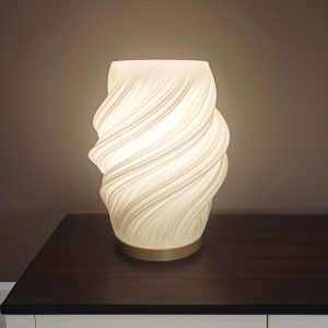 Lámpara de mesa modelo Vórtice Base Color madera